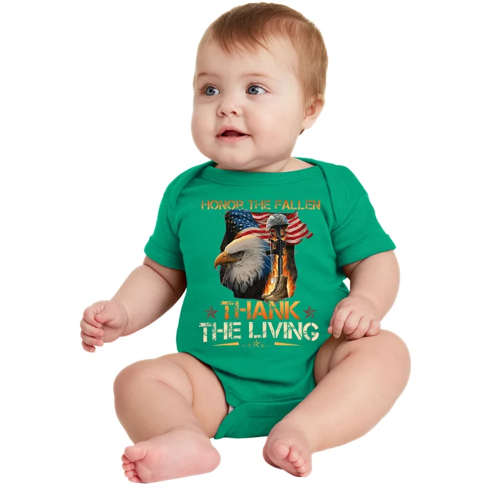 Honor The Fallen Thank The Living Memorial Day Baby Bodysuit