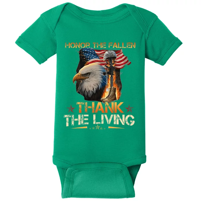 Honor The Fallen Thank The Living Memorial Day Baby Bodysuit