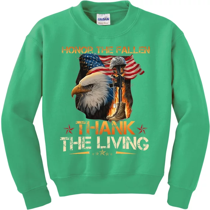 Honor The Fallen Thank The Living Memorial Day Kids Sweatshirt