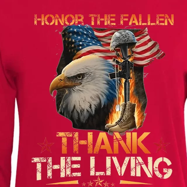 Honor The Fallen Thank The Living Memorial Day Womens Cotton Relaxed Long Sleeve T-Shirt