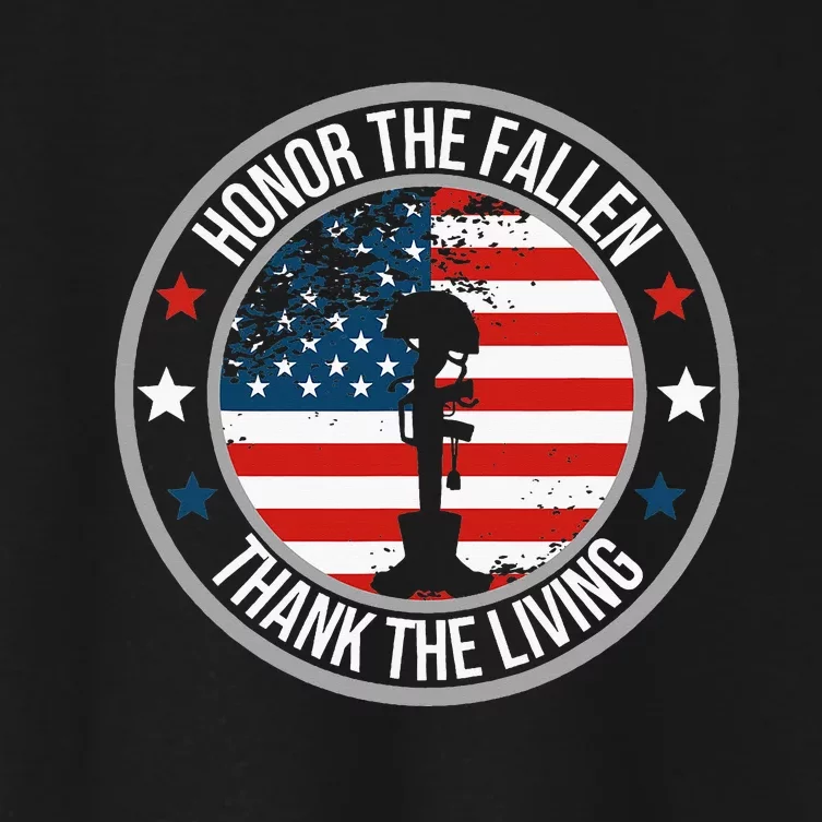 Honor The Fallen Thank The Living Memorial Day Women's Crop Top Tee