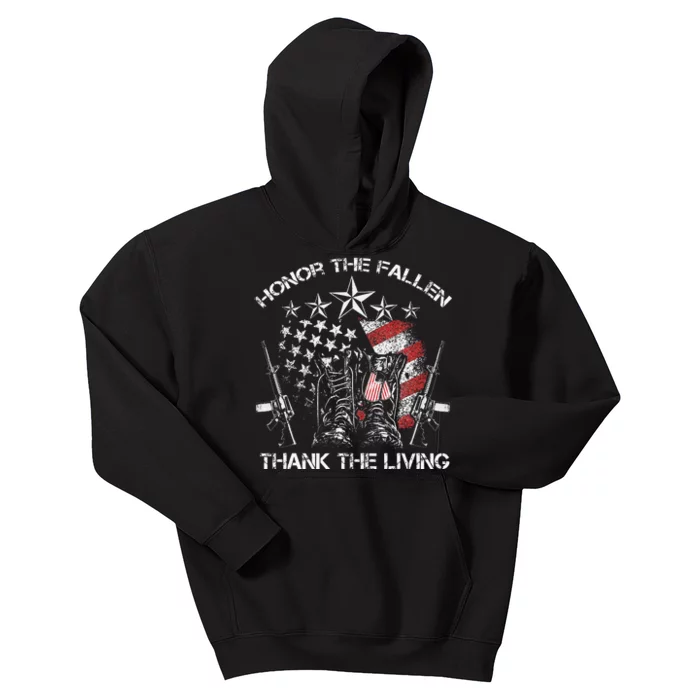 Honor The Fallen Thank The Living Memorial Day Kids Hoodie