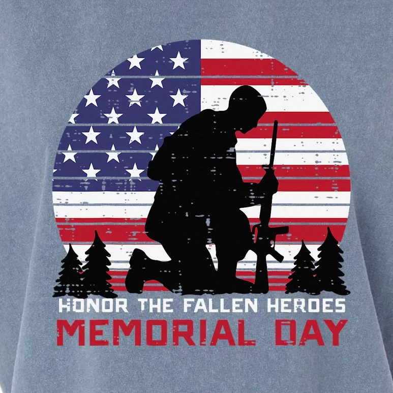 Honor The Fallen Heroes Memorial Day Us Flag Garment-Dyed Women's Muscle Tee