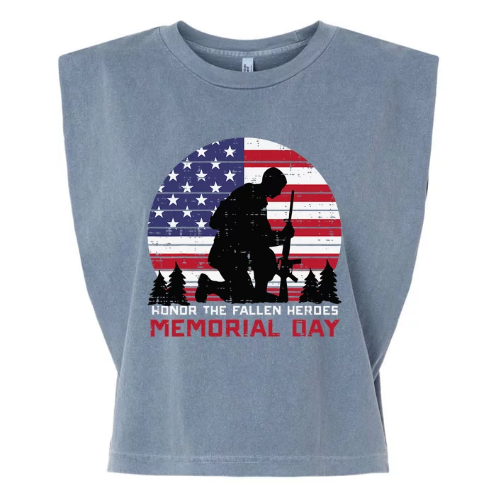 Honor The Fallen Heroes Memorial Day Us Flag Garment-Dyed Women's Muscle Tee