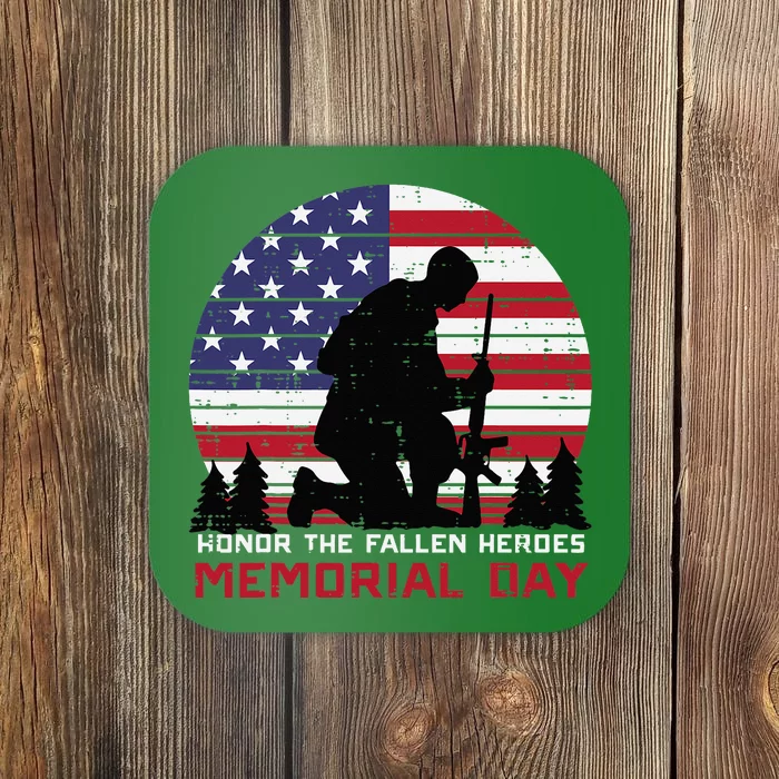 Honor The Fallen Heroes Memorial Day Us Flag Coaster