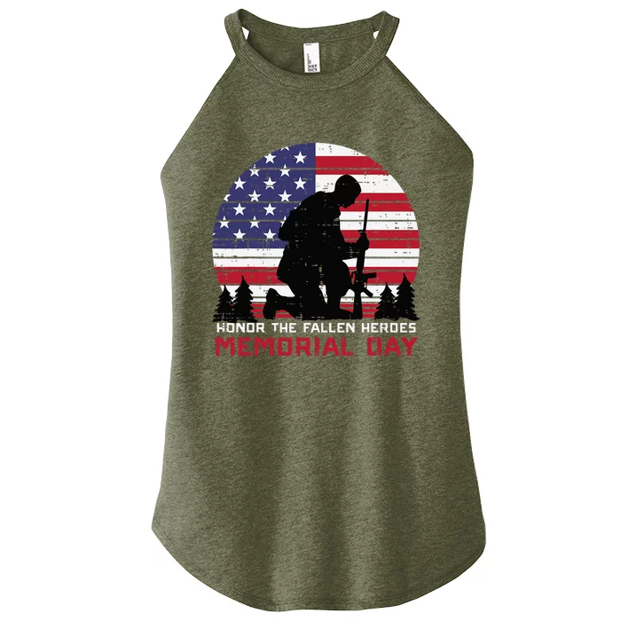 Honor The Fallen Heroes Memorial Day Us Flag Women’s Perfect Tri Rocker Tank