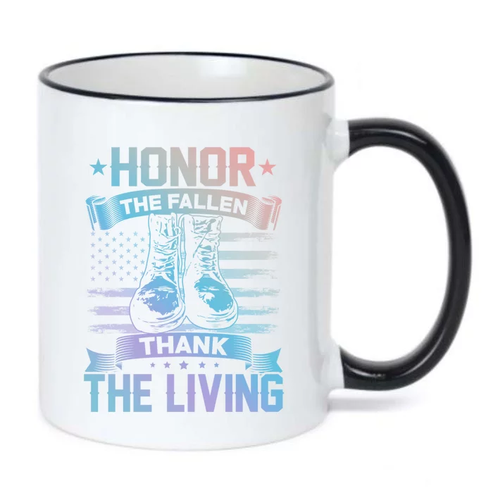 Honor The Fallen Thank The Living Memorial Day Veterans Day Gift Black Color Changing Mug