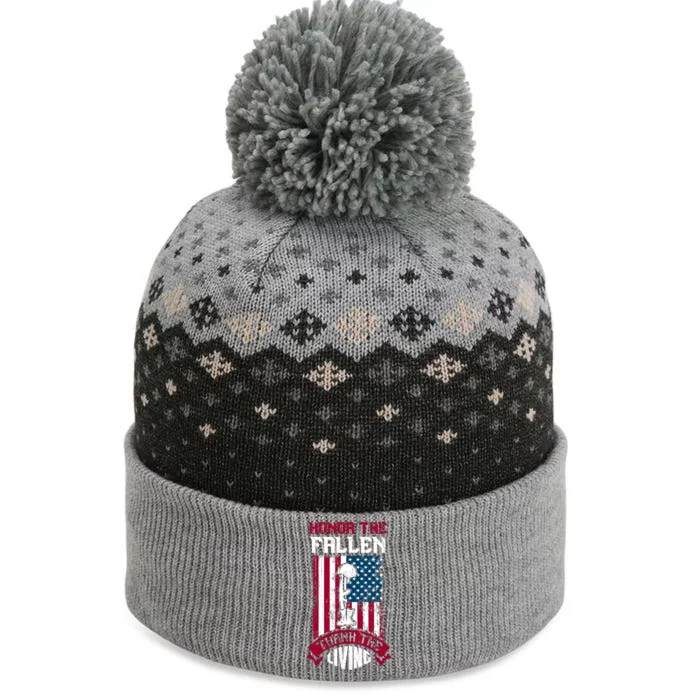 Honor The Fallen Thank The Living Memorial Day Design Meaningful Gift The Baniff Cuffed Pom Beanie