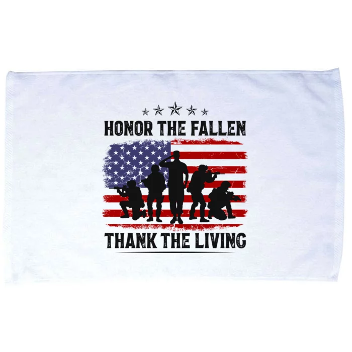 Honor The Fallen Thank The Living Memorial Day Retro Us Flag Meaningful Gift Microfiber Hand Towel