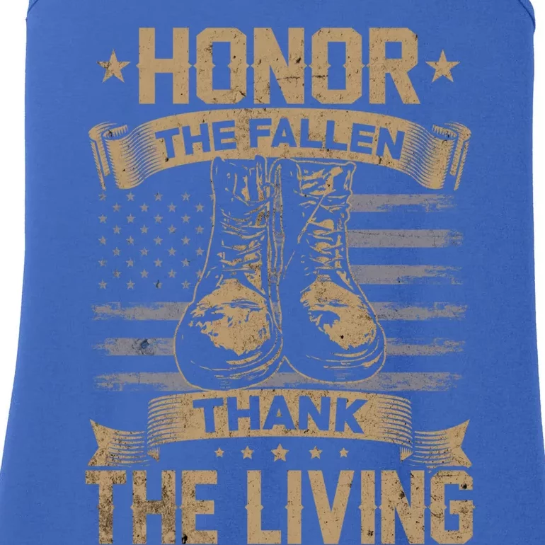 Honor The Fallen Thank The Living Memorial Day Veterans Day Funny Gift Ladies Essential Tank