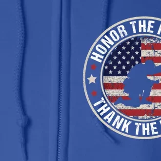 Honor The Fallen Thank The Living Memorial Day Veterans Day Cool Gift Full Zip Hoodie