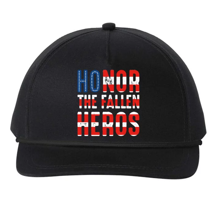 Honor The Fallen Heros Cute Gift Usa American Flag Cute Gift Veterans Day Gift Snapback Five-Panel Rope Hat