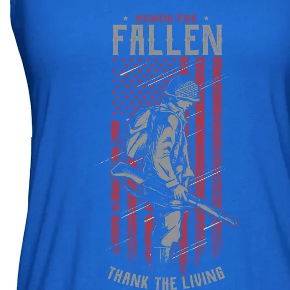 Honor The Fallen Thank The Living Memorial Day Veterans Funny Gift Ladies Essential Flowy Tank