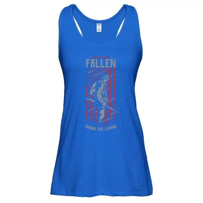 Honor The Fallen Thank The Living Memorial Day Veterans Funny Gift Ladies Essential Flowy Tank