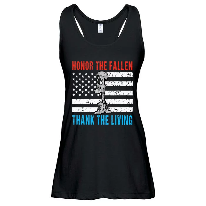 Honor The Fallen Thank Living Memorial Day May 31st Military Ladies Essential Flowy Tank