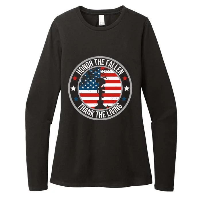 Honor The Fallen Thank The Living Memorial Day Veteran Flag Womens CVC Long Sleeve Shirt