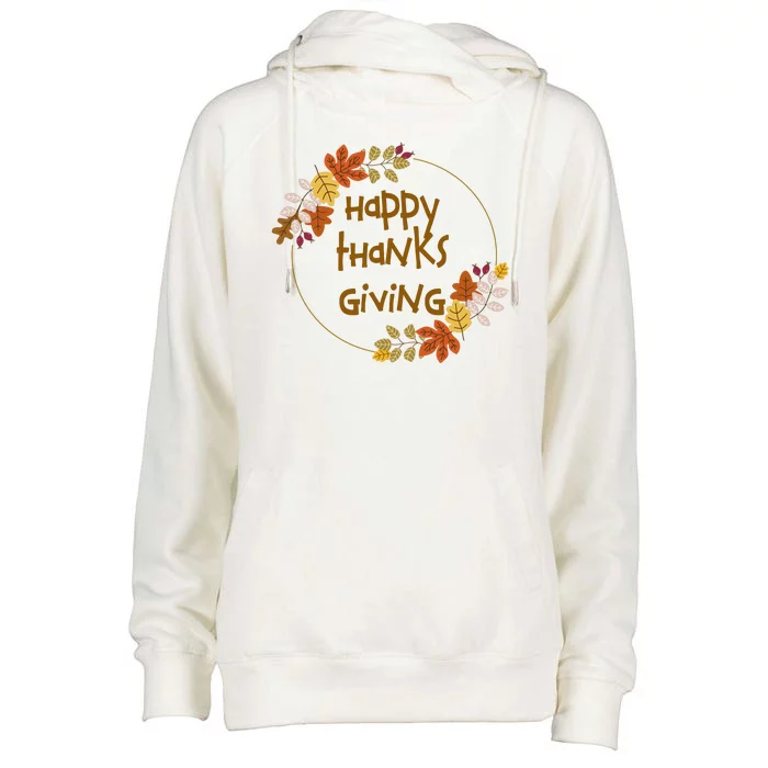 Happy Thanksgiving Fall Leaves Holiday Gift Womens Funnel Neck Pullover Hood