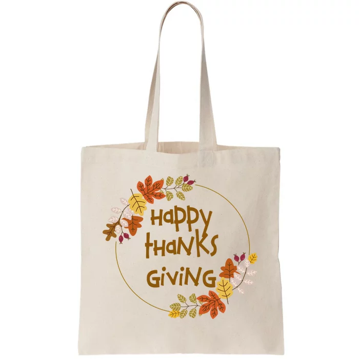 Happy Thanksgiving Fall Leaves Holiday Gift Tote Bag