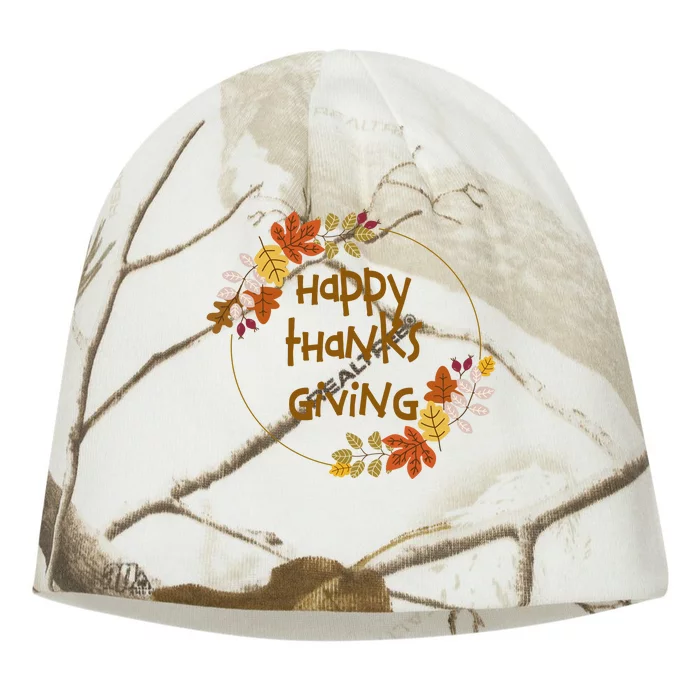 Happy Thanksgiving Fall Leaves Holiday Gift Kati - Camo Knit Beanie