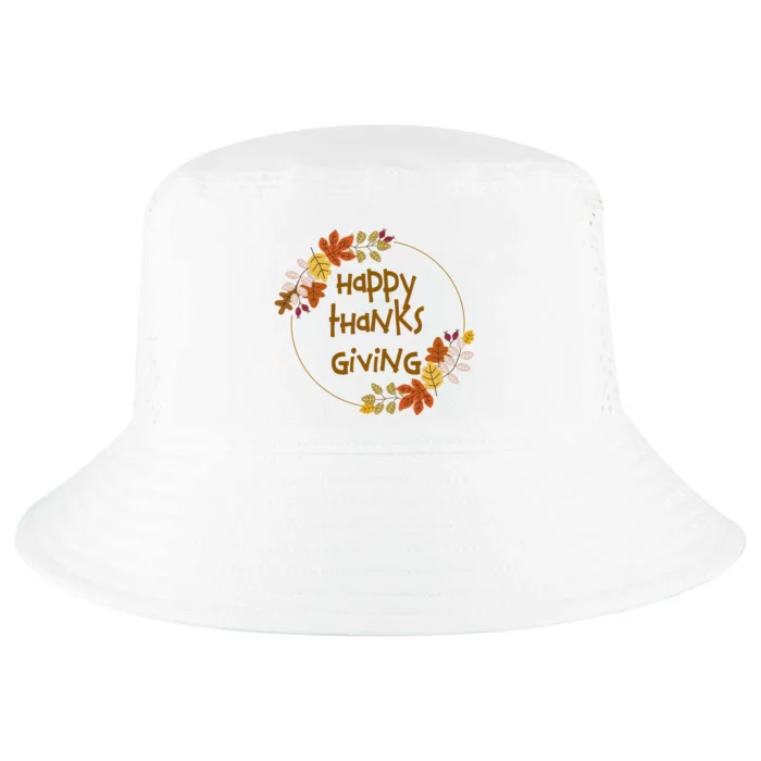 Happy Thanksgiving Fall Leaves Holiday Gift Cool Comfort Performance Bucket Hat