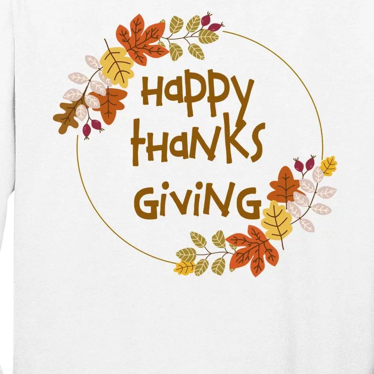 Happy Thanksgiving Fall Leaves Holiday Gift Long Sleeve Shirt