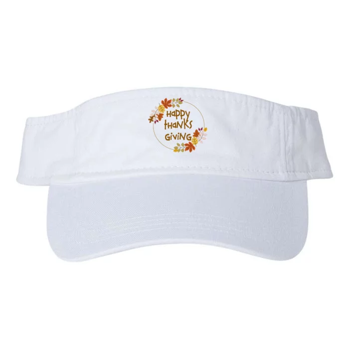 Happy Thanksgiving Fall Leaves Holiday Gift Valucap Bio-Washed Visor