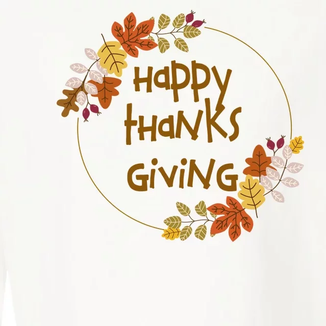 Happy Thanksgiving Fall Leaves Holiday Gift Cropped Pullover Crew