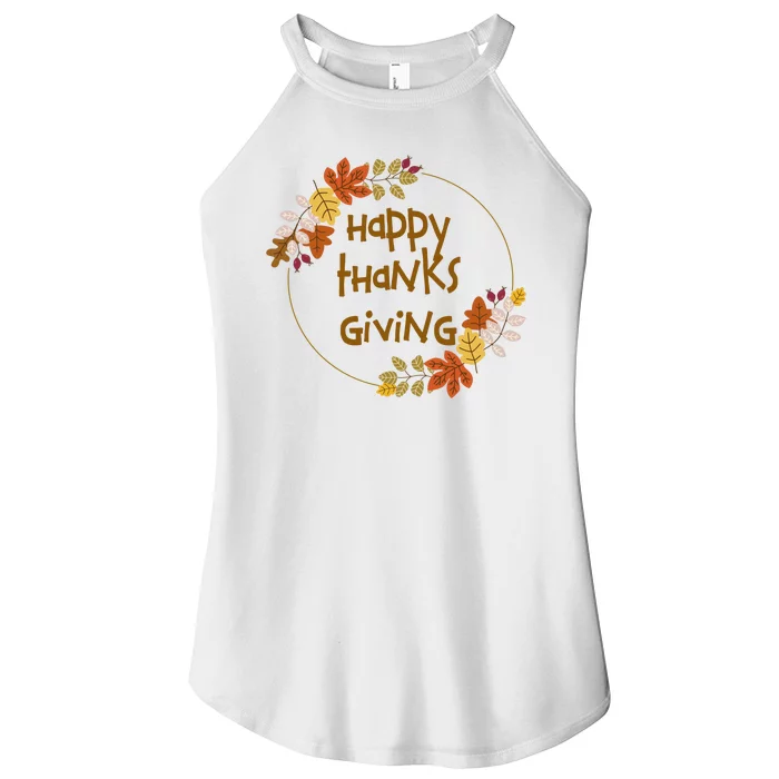 Happy Thanksgiving Fall Leaves Holiday Gift Women’s Perfect Tri Rocker Tank