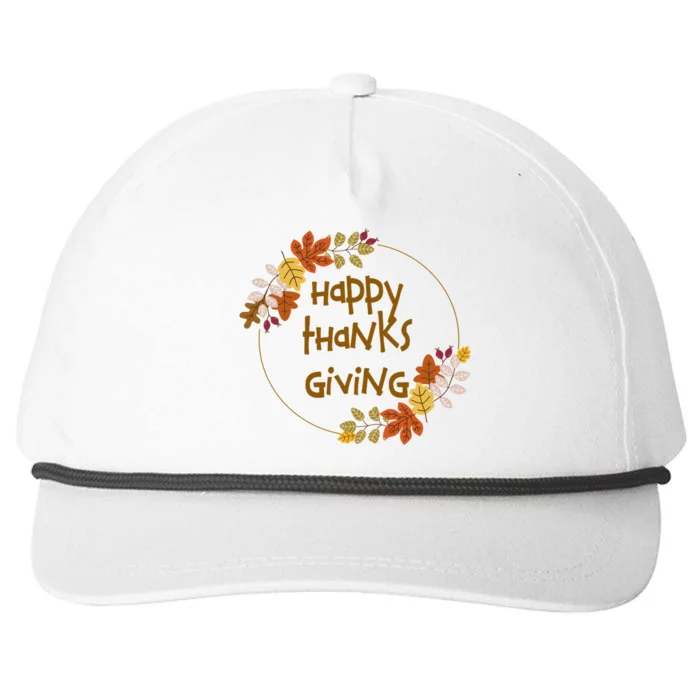 Happy Thanksgiving Fall Leaves Holiday Gift Snapback Five-Panel Rope Hat