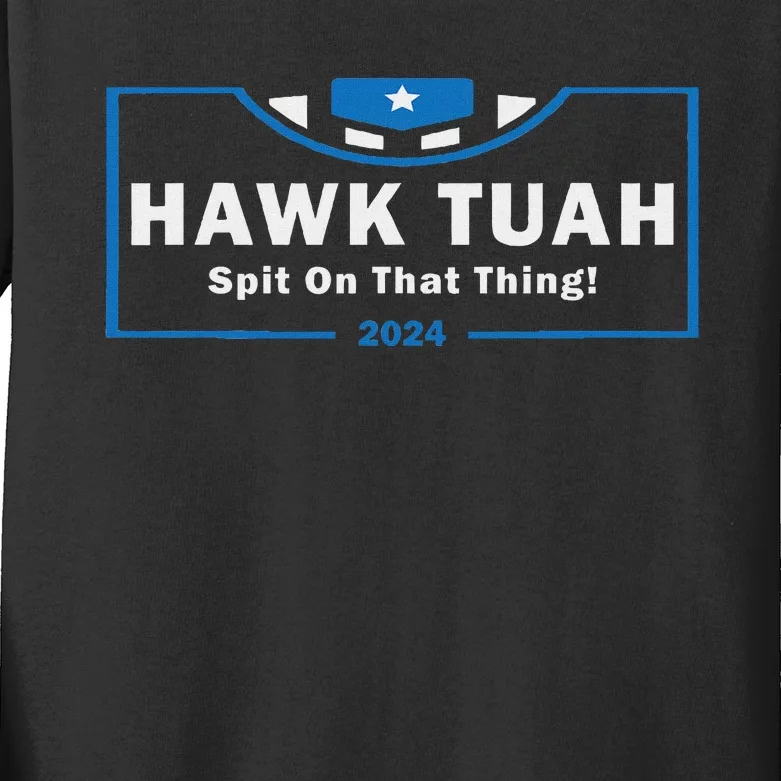 Hawk Tuah Funny Women Viral Humor Kids Long Sleeve Shirt