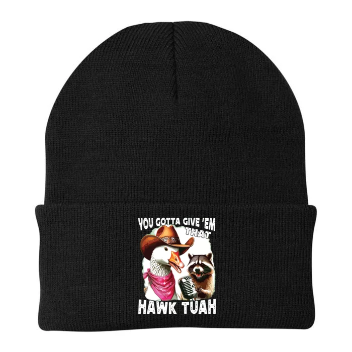 Hawk Tuah Funny Viral Humor Meme Video Girl 24 Goose Tuah Knit Cap Winter Beanie