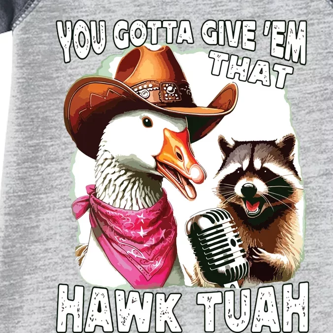 Hawk Tuah Funny Viral Humor Meme Video Girl 24 Goose Tuah Infant Baby Jersey Bodysuit