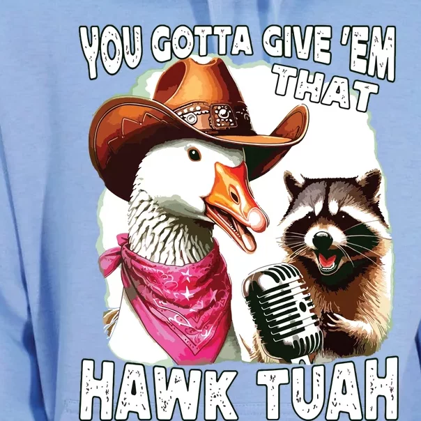 Hawk Tuah Funny Viral Humor Meme Video Girl 24 Goose Tuah Unisex Surf Hoodie