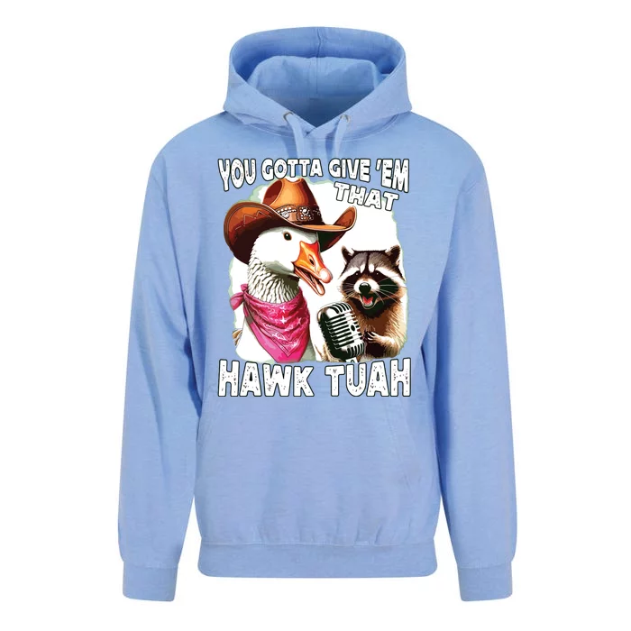 Hawk Tuah Funny Viral Humor Meme Video Girl 24 Goose Tuah Unisex Surf Hoodie