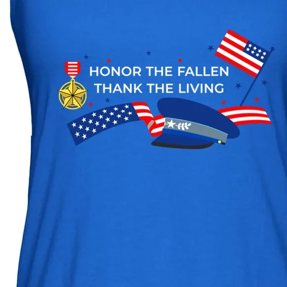 Honor The Fallen Thank The Living Gift Ladies Essential Flowy Tank