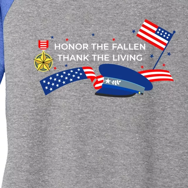 Honor The Fallen Thank The Living Gift Women's Tri-Blend 3/4-Sleeve Raglan Shirt