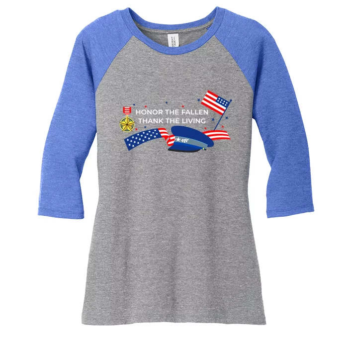 Honor The Fallen Thank The Living Gift Women's Tri-Blend 3/4-Sleeve Raglan Shirt