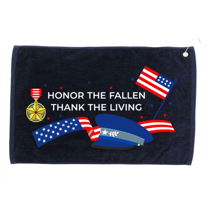 Honor The Fallen Thank The Living Gift Grommeted Golf Towel