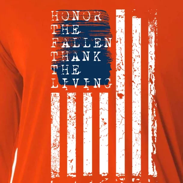 Honor The Fallen Thank The Living American Flag Design Meaningful Gift Cooling Performance Long Sleeve Crew