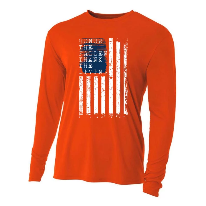 Honor The Fallen Thank The Living American Flag Design Meaningful Gift Cooling Performance Long Sleeve Crew