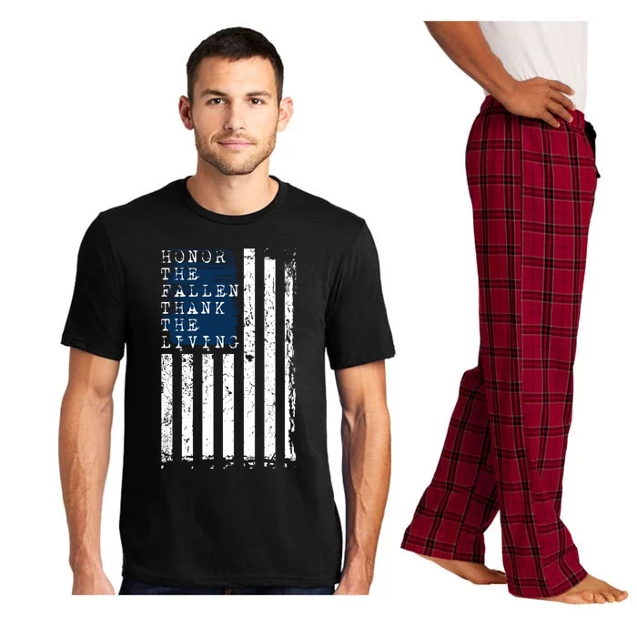 Honor The Fallen Thank The Living American Flag Design Meaningful Gift Pajama Set