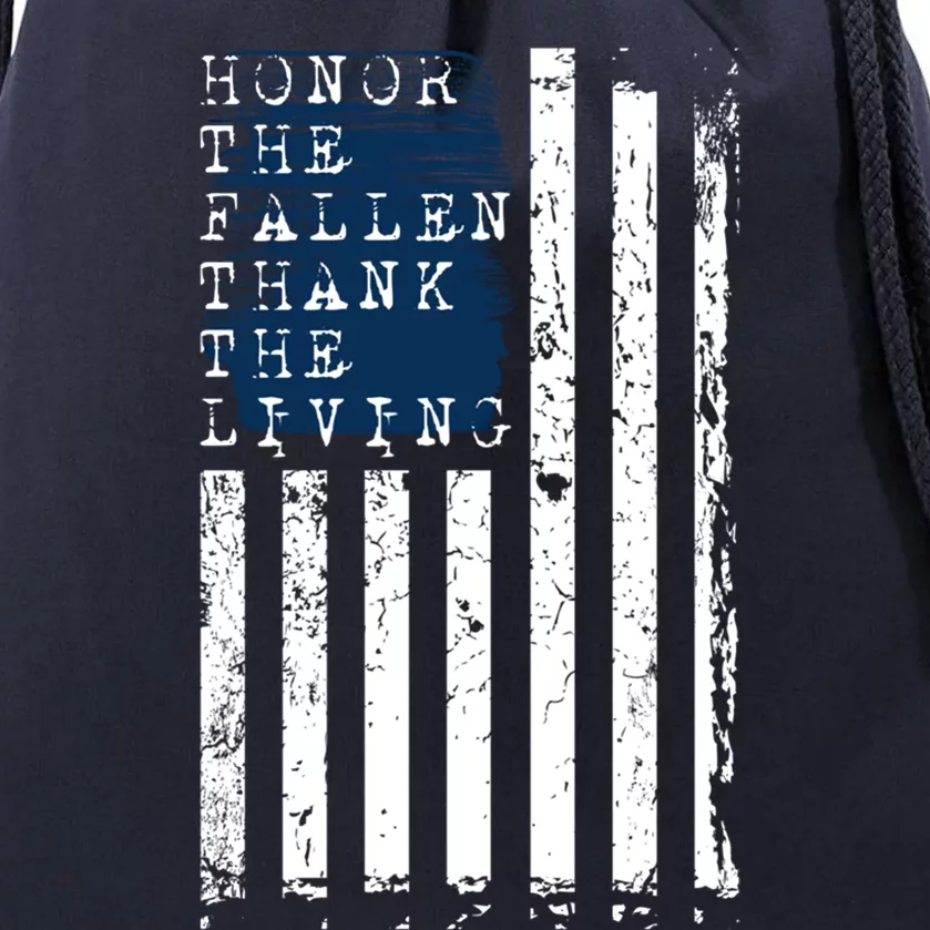 Honor The Fallen Thank The Living American Flag Design Meaningful Gift Drawstring Bag