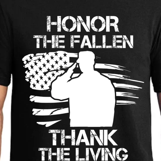 Honor The Fallen Thank The Living Saluting Soldier American Gift Pajama Set