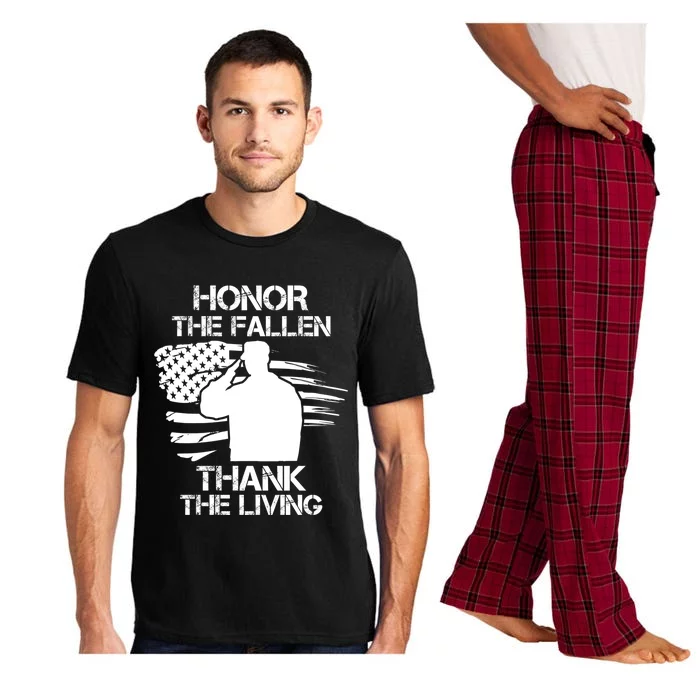 Honor The Fallen Thank The Living Saluting Soldier American Gift Pajama Set