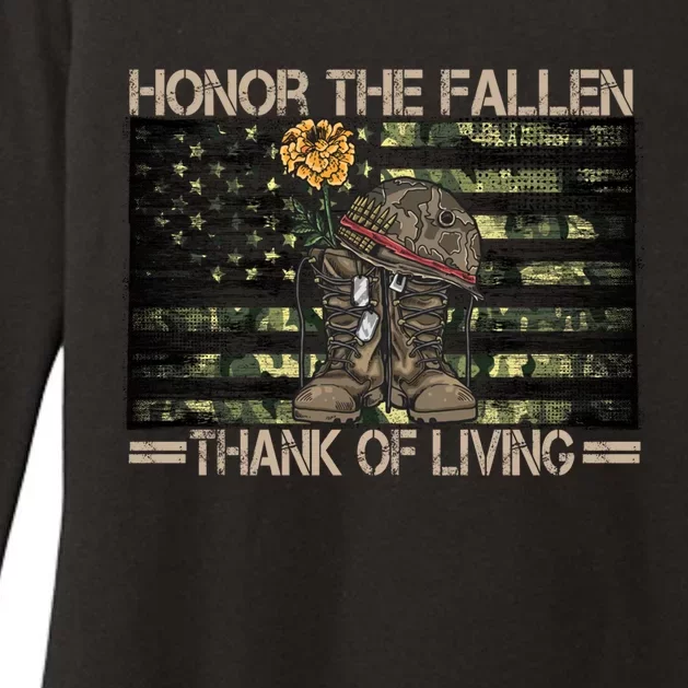 Honor The Fallen Thank The Living American Flag Gift Womens CVC Long Sleeve Shirt