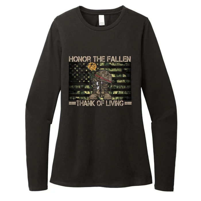 Honor The Fallen Thank The Living American Flag Gift Womens CVC Long Sleeve Shirt