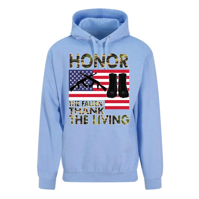 Honor The Fallen Thank The Living Memorial Day Decorations Gift Unisex Surf Hoodie