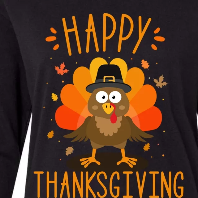 Happy Thanksgiving For Turkey Day Family Dinner Gift Womens Cotton Relaxed Long Sleeve T-Shirt