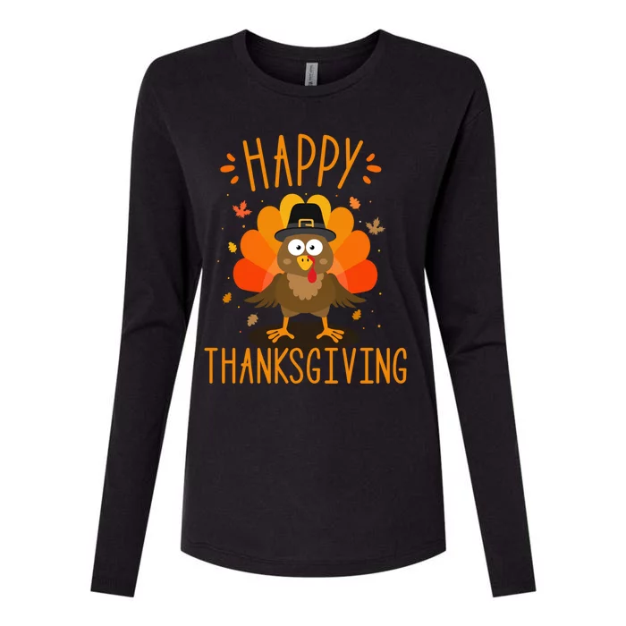 Happy Thanksgiving For Turkey Day Family Dinner Gift Womens Cotton Relaxed Long Sleeve T-Shirt