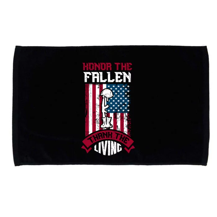 Honor The Fallen Thank The Living Memorial Day Design Gift Microfiber Hand Towel